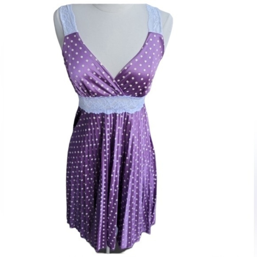 Vintage Purple Polka Dot Satin Pin Up Dress